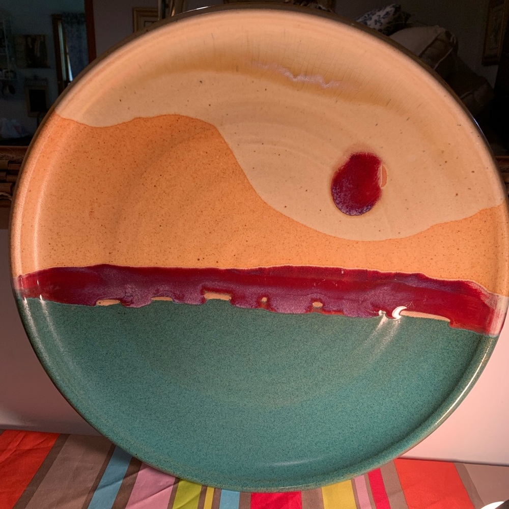 Walt Glass (1943-2016) Studio Art Pottery  ~Texas Sunset signed by artist.